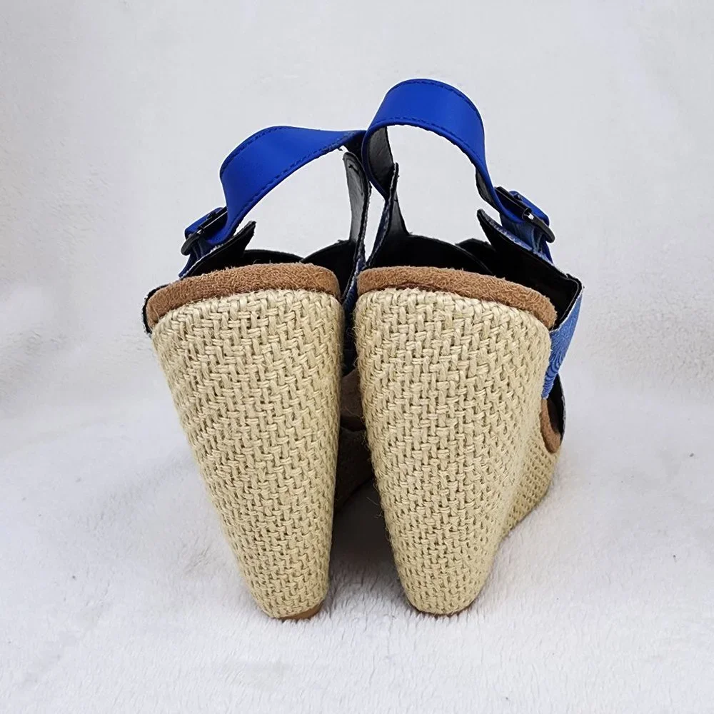 Dolce By Mojo Moxy Sunset Navy Denim Strappy Slingback Platform Sandals 9M Y2K